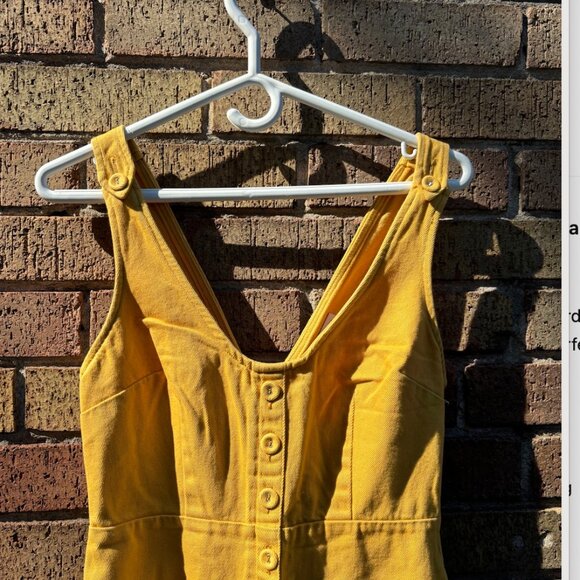 Yellow Sleeveless Button-Front Jumpsuit - Picture 1 of 2
